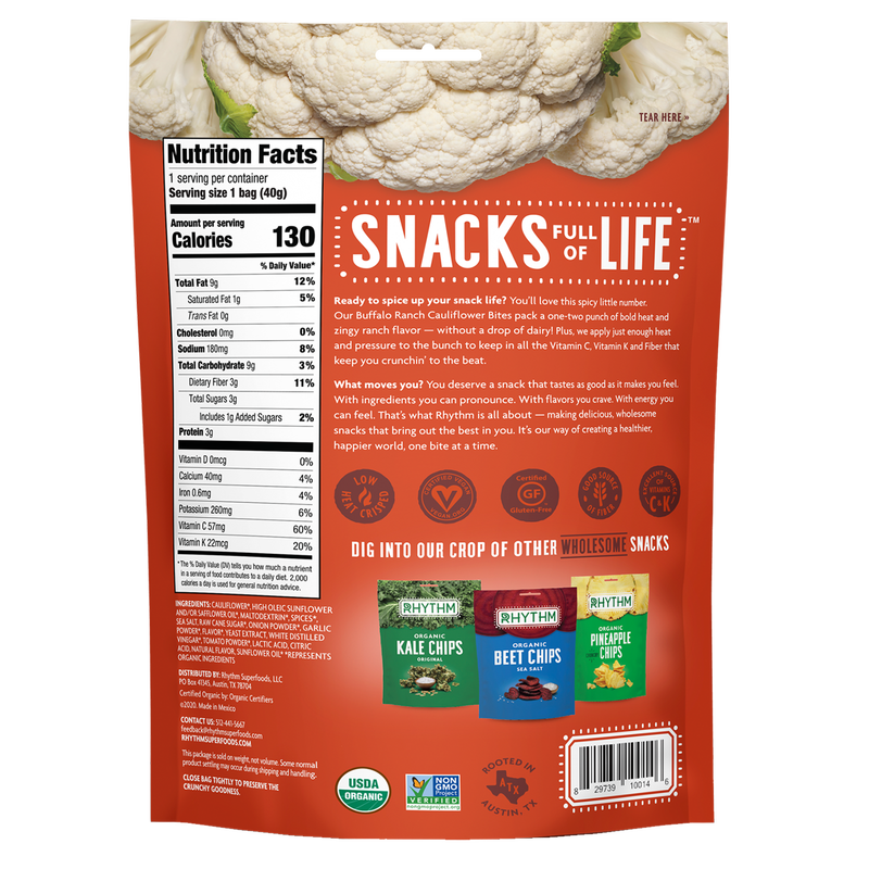 Rhythm Superfoods Buffalo Ranch Cauliflower Bites 1.4oz