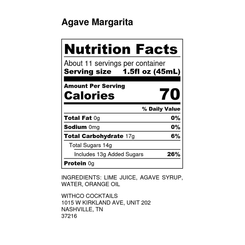 WithCo Cocktails Agave Margarita Non-Alcoholic Cocktail Mixer 16oz Btl