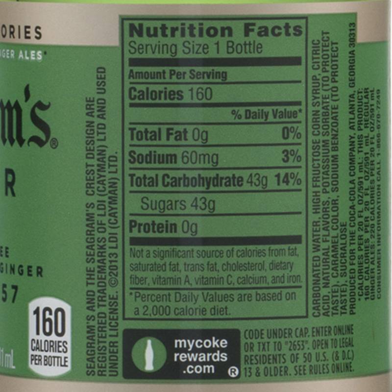Seagram's Ginger Ale Soda 20oz Btl