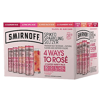Smirnoff Spiked Sparkling Seltzer 4 Ways to Rose Variety 12pk 12oz Can