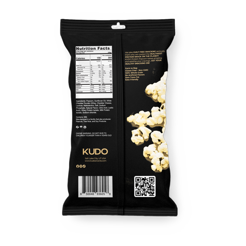 Kudo White Cheddar Protein Popcorn, 2oz
