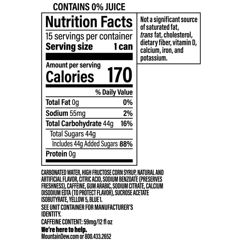 Mountain Dew Baja Blast 15pk 12oz Can