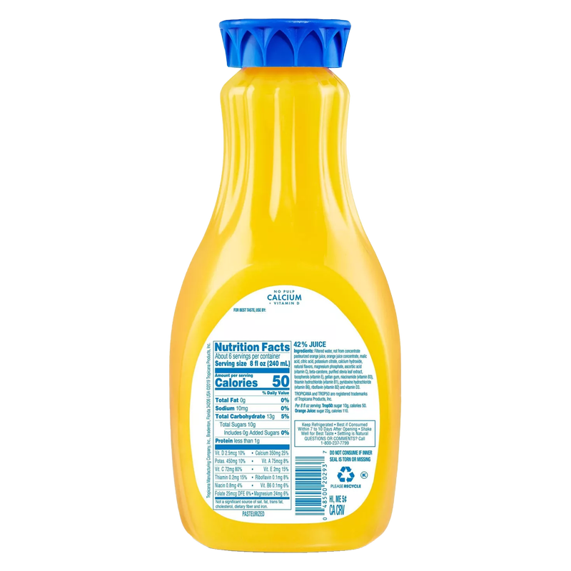 Tropicana Trop50 No Pulp Calcium + Vitamin D 52oz