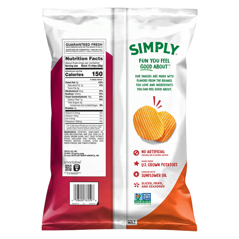 Ruffles Simply Potato Chips Hot & Spicy Flavored 7.5oz
