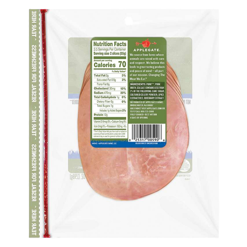 Applegate Natural Uncured Black Forest Ham - 7oz