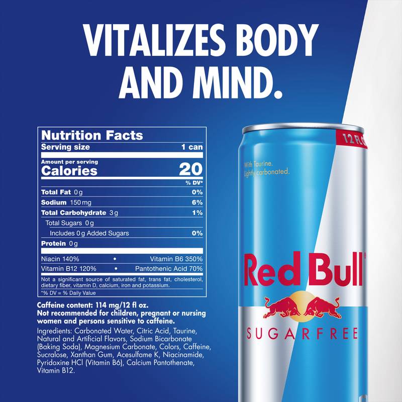 Red Bull Sugar Free Energy Drink 24pk 12oz Can- XL