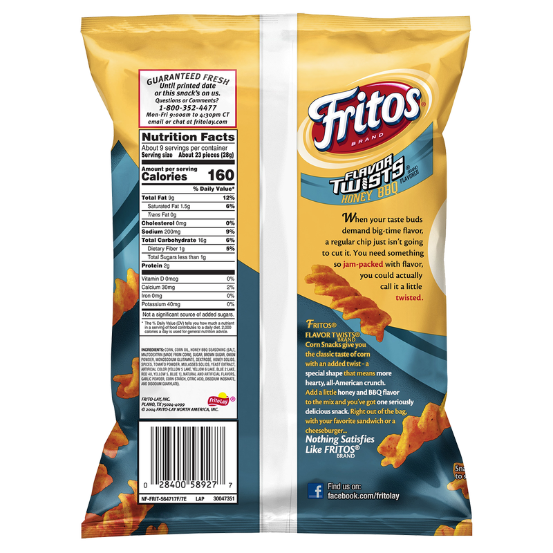 Fritos Flavor Twists Honey BBQ Corn Chips 9.25oz
