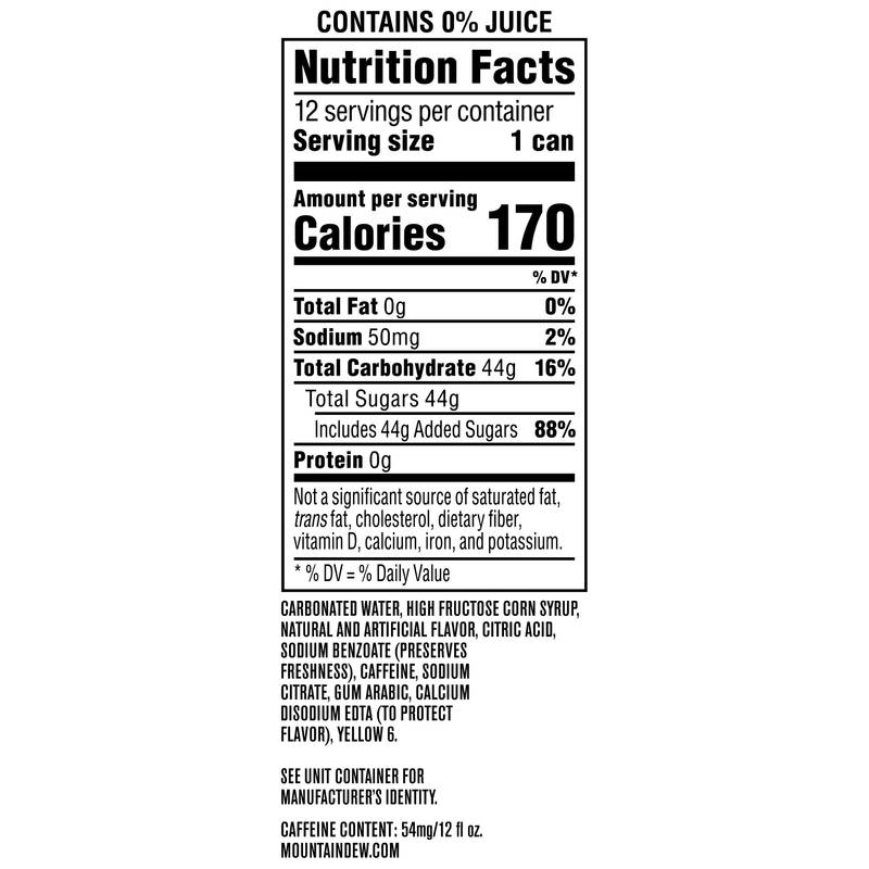 Mountain Dew Baja Laguna Lemonade 12oz 12pk