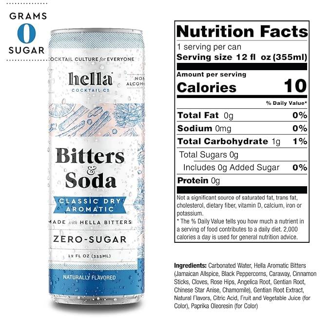Hella Cocktail Co Bitters & Soda Dry Aromatic 4pk 12oz Can