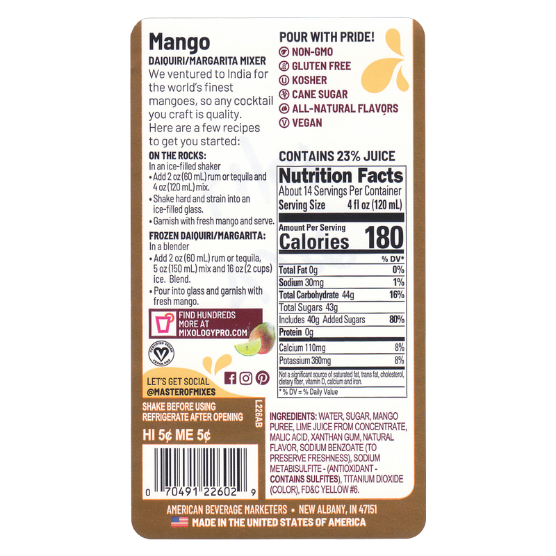 Master Of Mixes Mango Daiquiri Non-Alcoholic Mixer 1L Btl