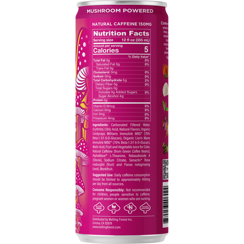 Melting Forest Strawberry Lemonade Mushroom Energy 12oz Can