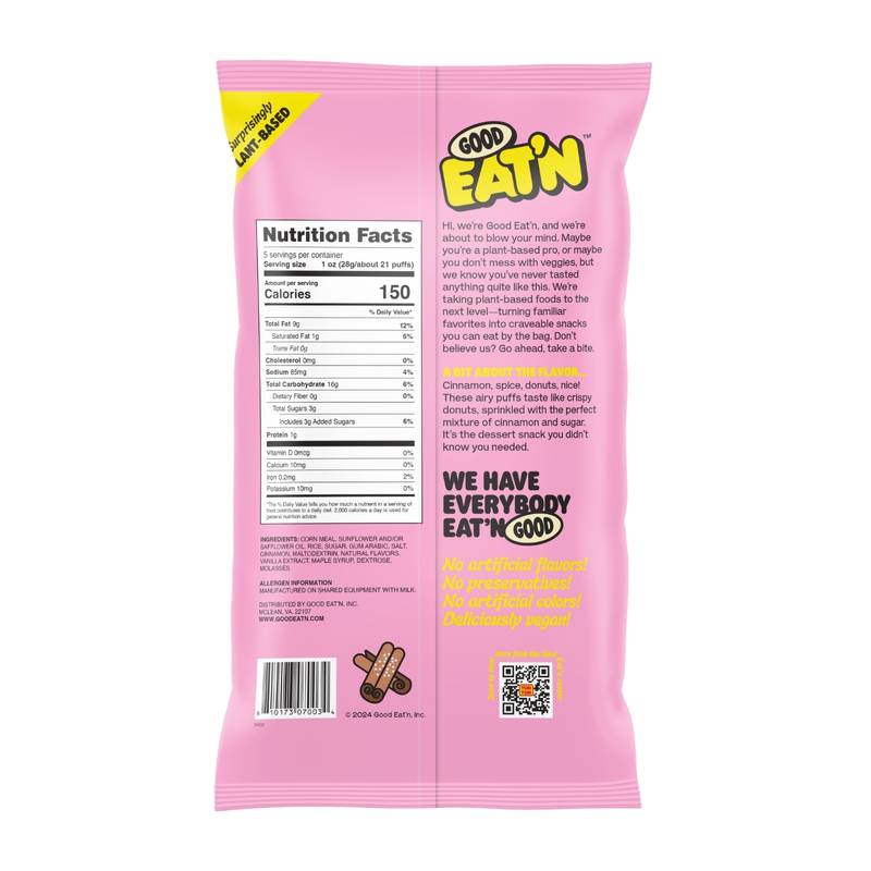Good Eat'n Cinnamon Sugar Mini Donut Puffs 6oz Bag