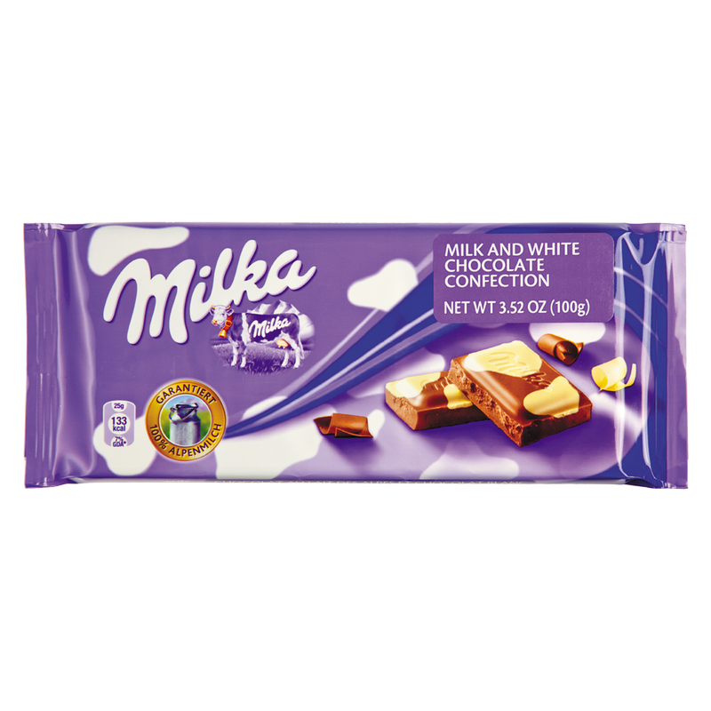 Milka Happy Cow Milk & White Chocolate Bar 3.5oz