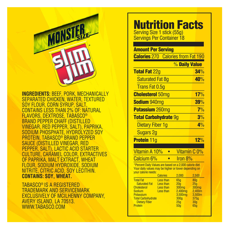 Slim Jim Monster Tabasco 1.94oz