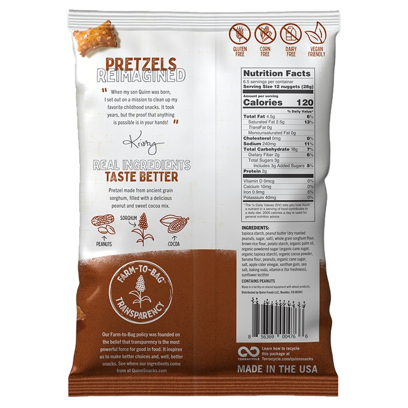 Quinn Chocolatey Peanut Butter Filled Pretzel Nuggets 6.5oz
