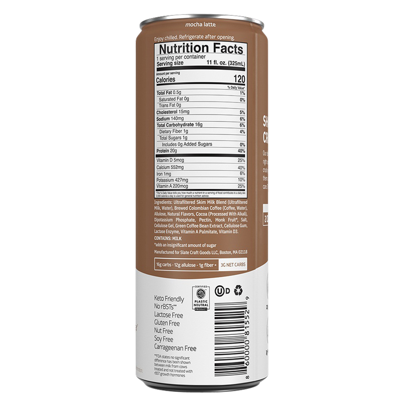 Slate Milk Mocha Latte Protein Shake 11oz Can