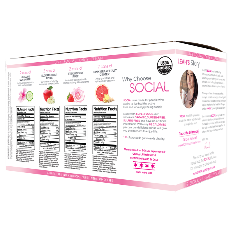 Social Sparkling Wine Variety Pack 8pk 10oz Can 4.0% ABV