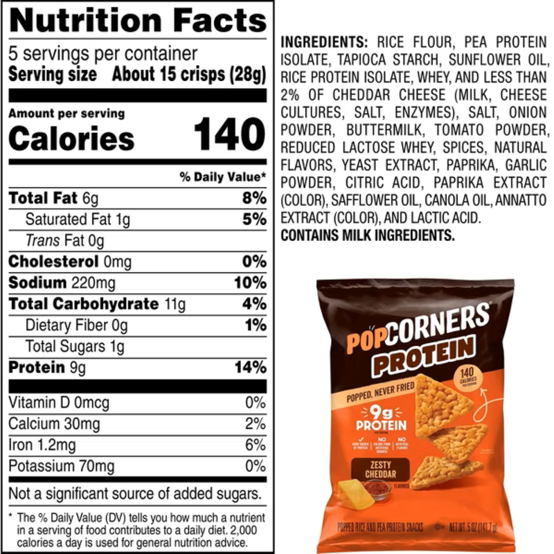 Popcorners Protein Zesty Cheddar 5oz