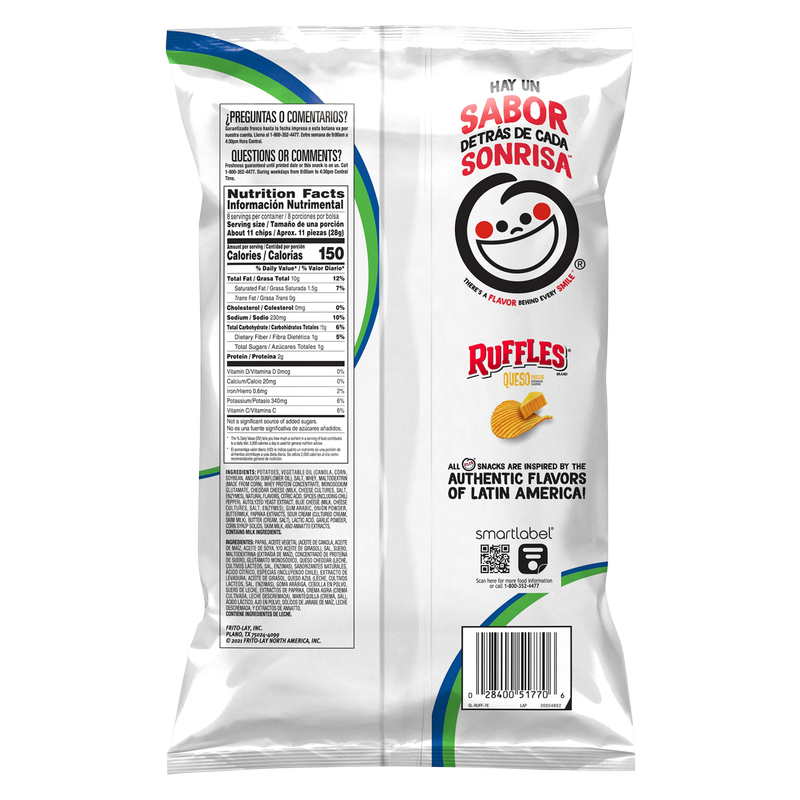 Ruffles Sabritas Queso Potato Chips 8oz