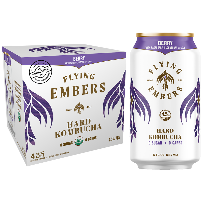 Flying Embers Ancient Berry Hard Kombucha 4pk 12oz Can 4.5% ABV