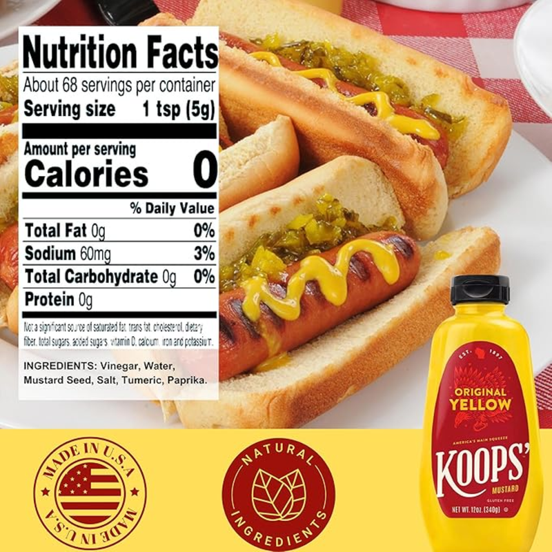Koops' Original Yellow Mustard, 12 oz