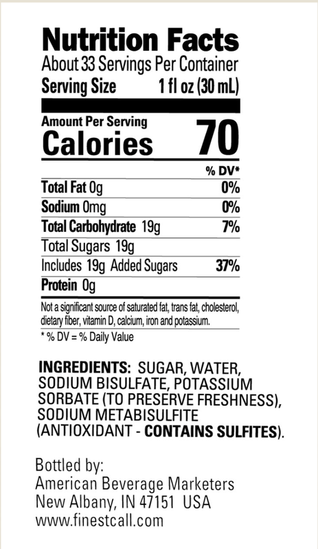 Finest Call Sugar Syrup 1L Btl
