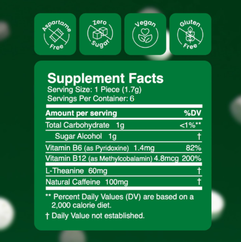 Neuro Gum Energy and Focus Extra Strength Spearmint Flavor, 6 ct