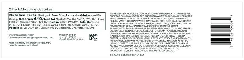 Magnolia Bakery Chocolate Cupcakes with Chocolate Buttercream- 2ct