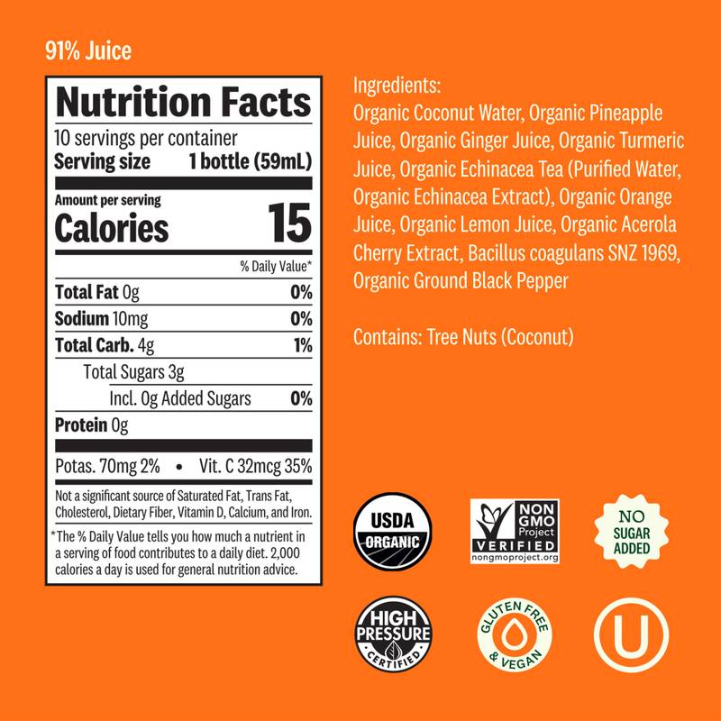 Suja Organic Immunity Turmeric Pineapple Shot 2oz Btl