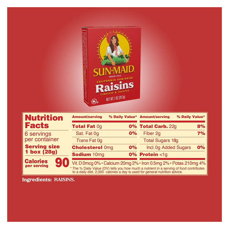 Sun Maid Raisins 6Pk Carton, 6oz.