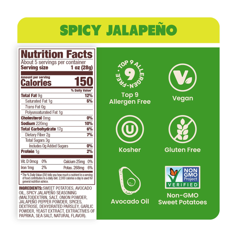 Jackson's Avocado Oil Spicy Jalapeno Sweet Potato Chip, 5oz