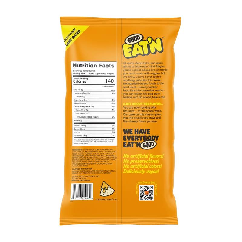 Good Eat'n Nacho Cheeze Tortilla Chips 6oz Bag
