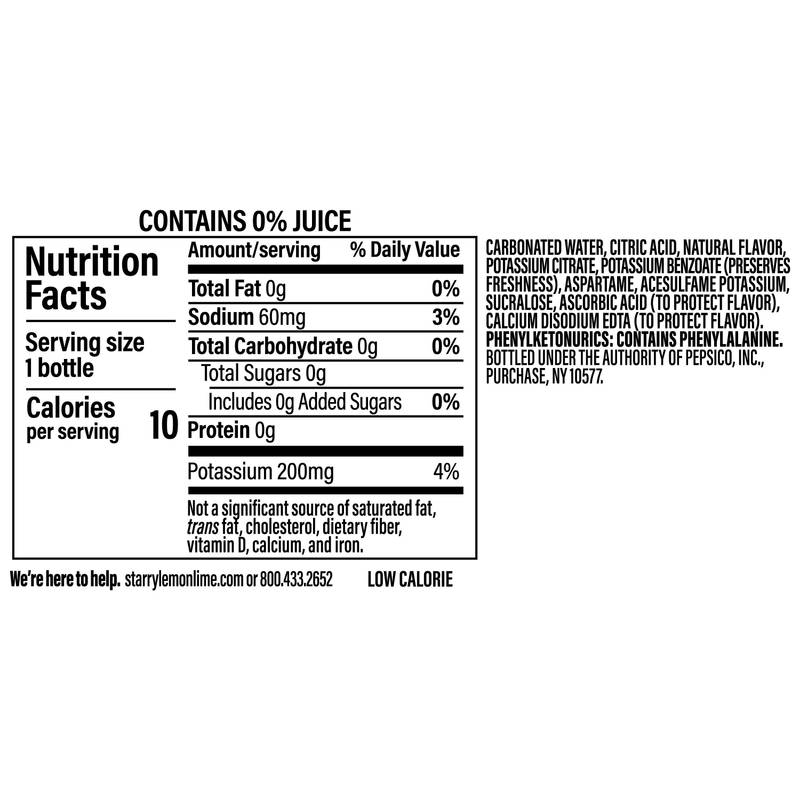 Starry Zero Sugar Lemon Lime 20oz Btl