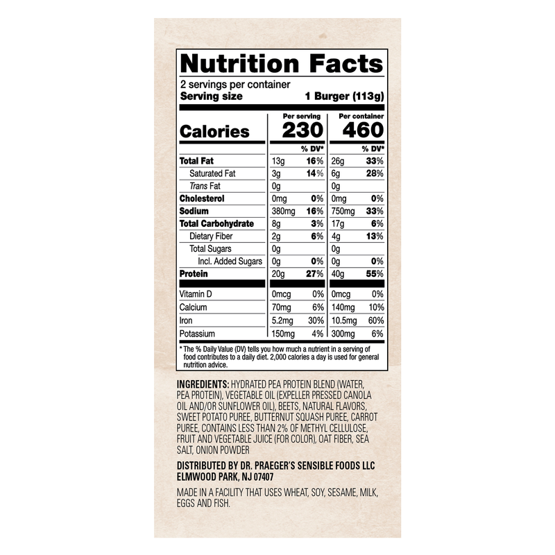 Dr. Praeger's Perfect Burger 8oz
