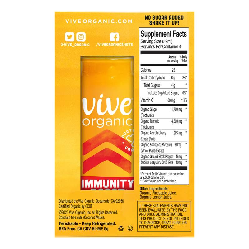 Vive Organic Immunity Boost Original 4pk 2oz Btl