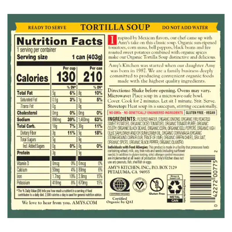 Amy's Organic Tortilla Soup 14.2oz
