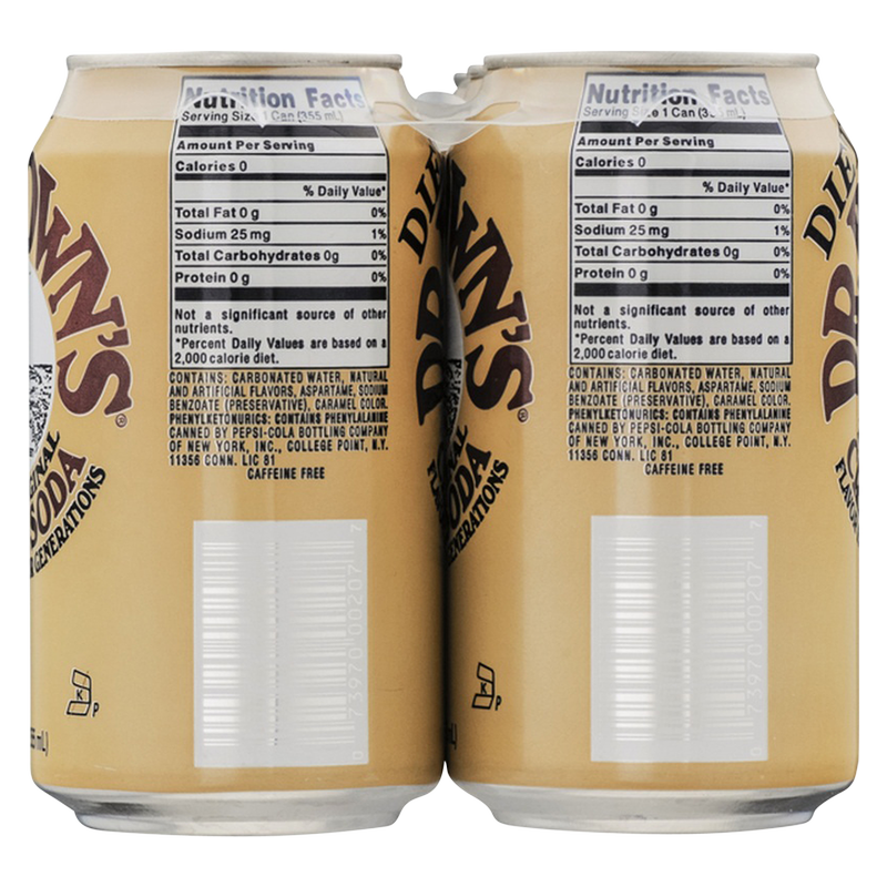 Dr. Brown's Diet Cream Soda. 6pk 12oz Can