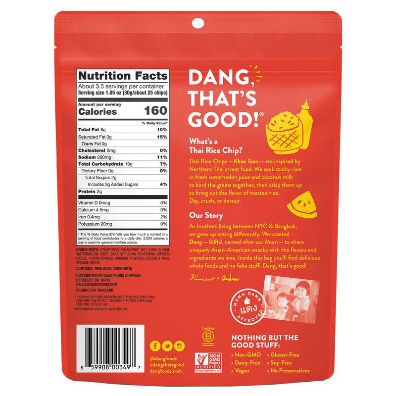 Dang Sriracha Spice Thai Rice Chips 3.5oz