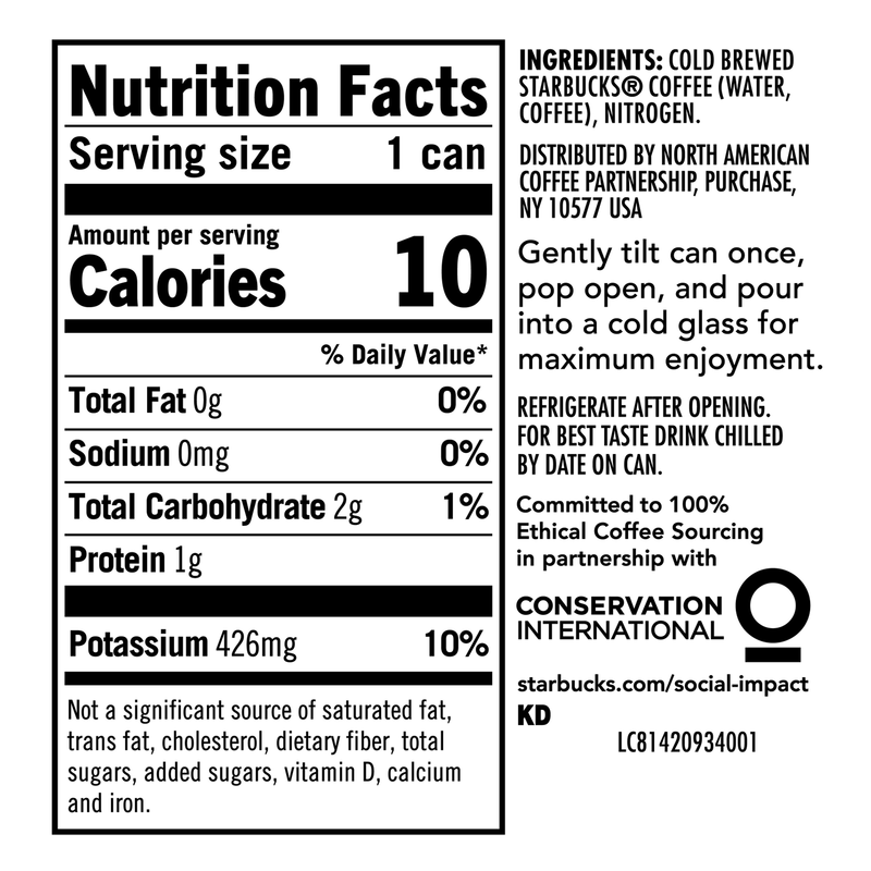 Starbucks Unsweetened Nitro Iced Coffee 9.6oz Can