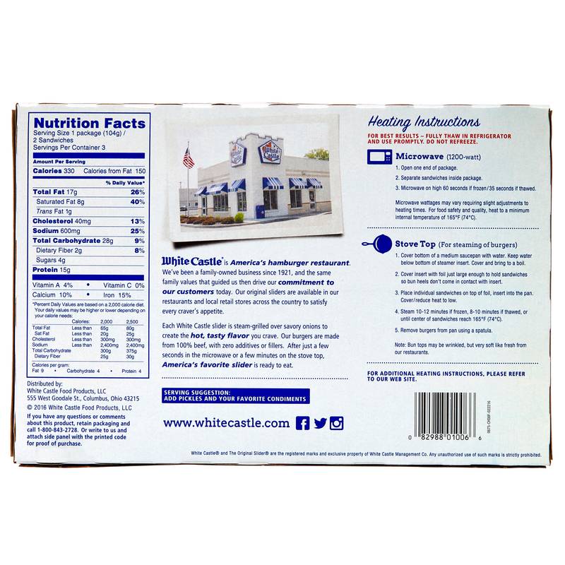 White Castle Cheeseburger Sliders 6ct