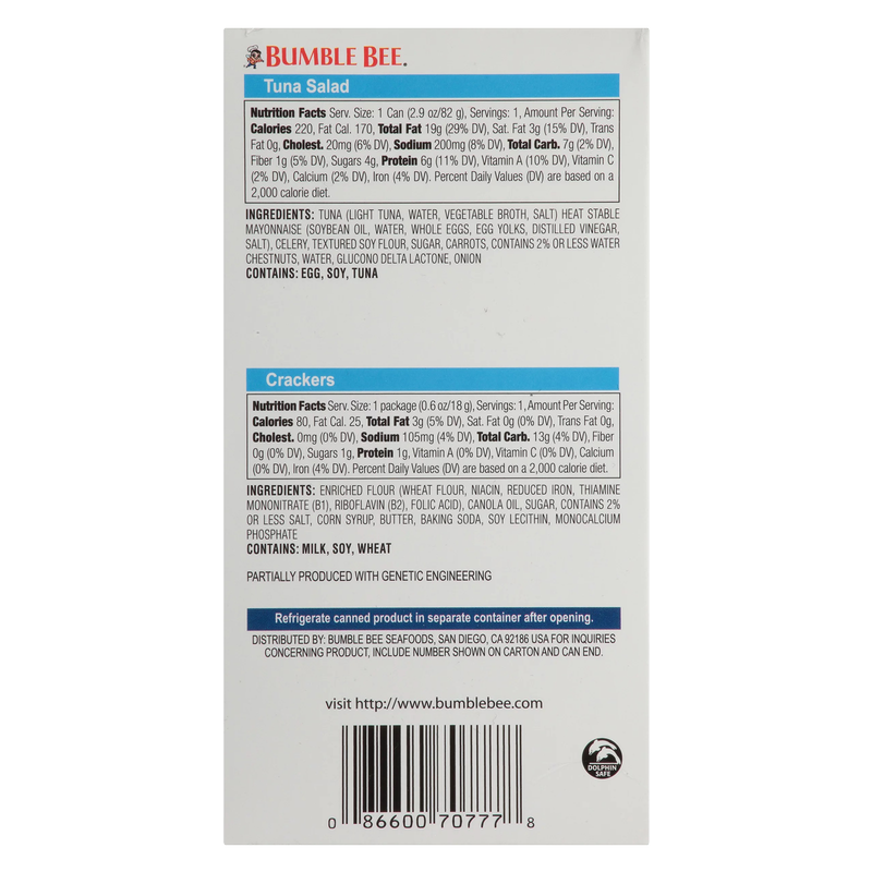 Bumble Bee Snack on the Run Tuna Salad with Crackers 3.5oz