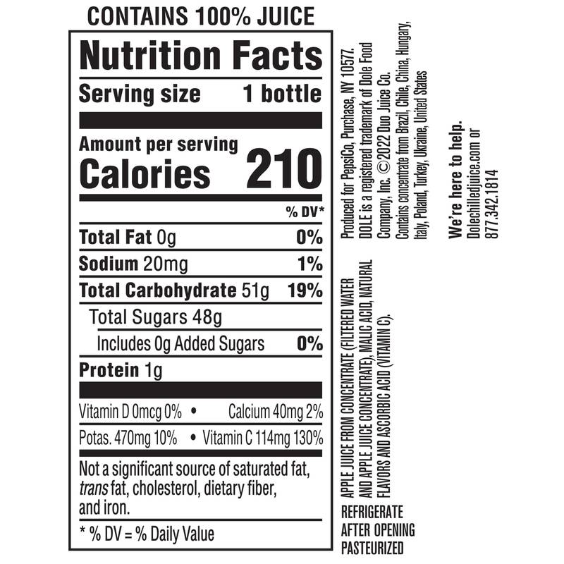 Dole Apple Juice 15.2oz Btl