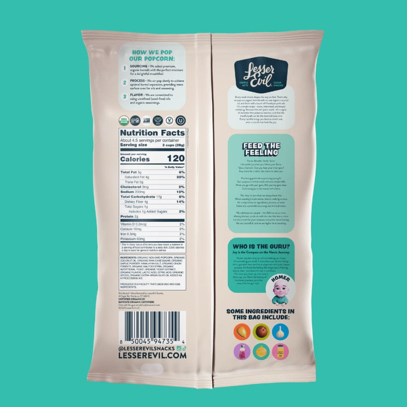 LesserEvil Organic Popcorn, Garlic Parmesan 4.6oz