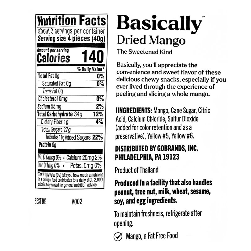 Basically Dried Sweetened Mango 4.5oz