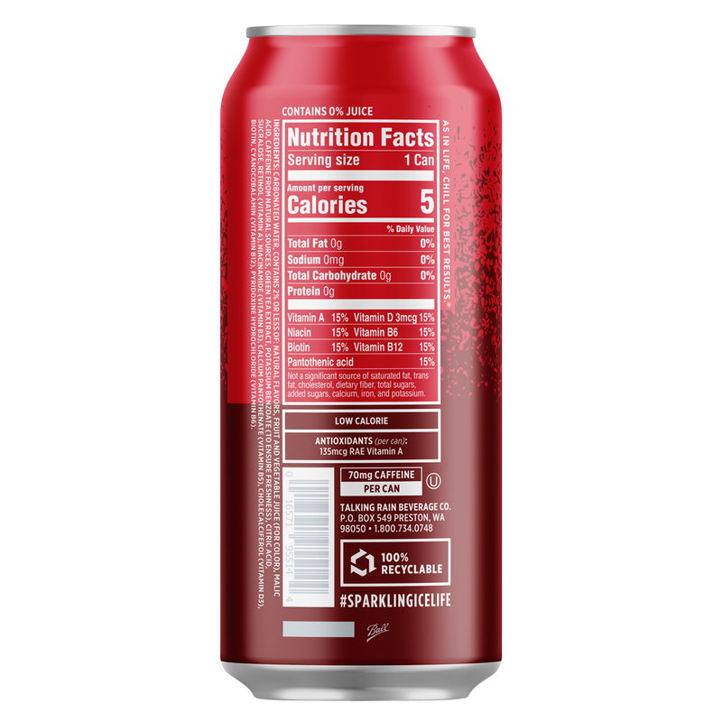 Sparkling Ice Cherry Vanilla Sparkling Water + Caffeine 16oz Can