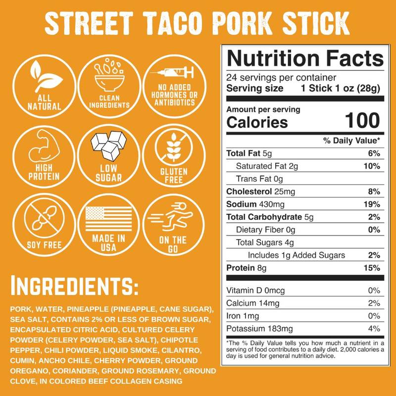 Righteous Felon 1oz Street Taco Pork Meat Stick