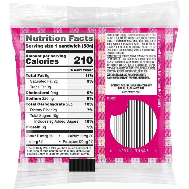 Smucker Frozen Uncrustables PB & Raspberry Sandwich 4ct