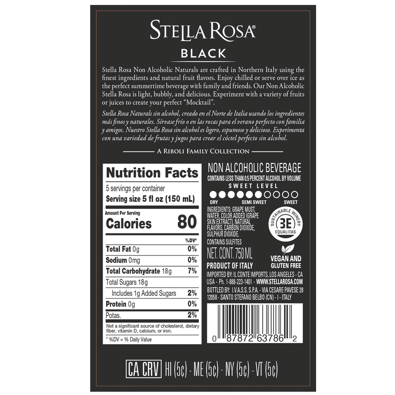 Stella Rosa Black - Non Alcoholic 750ml