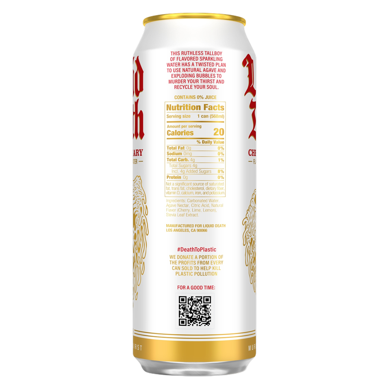 Liquid Death Sparkling Water Cherry Obituary 19.2oz King Size Can