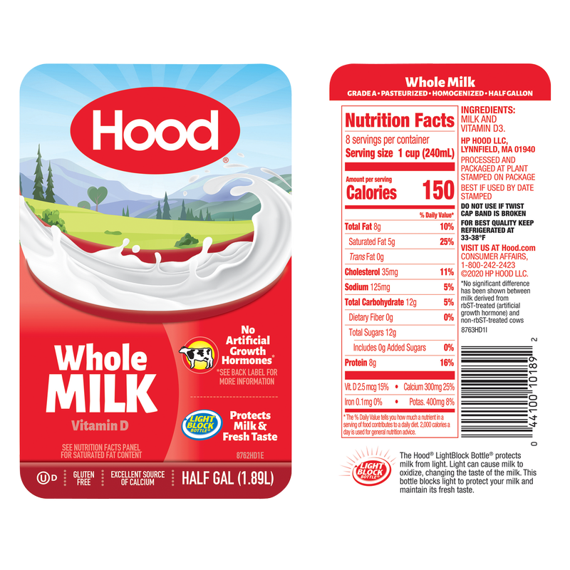 Hood Whole Vitamin D Milk - 1/2 Gallon